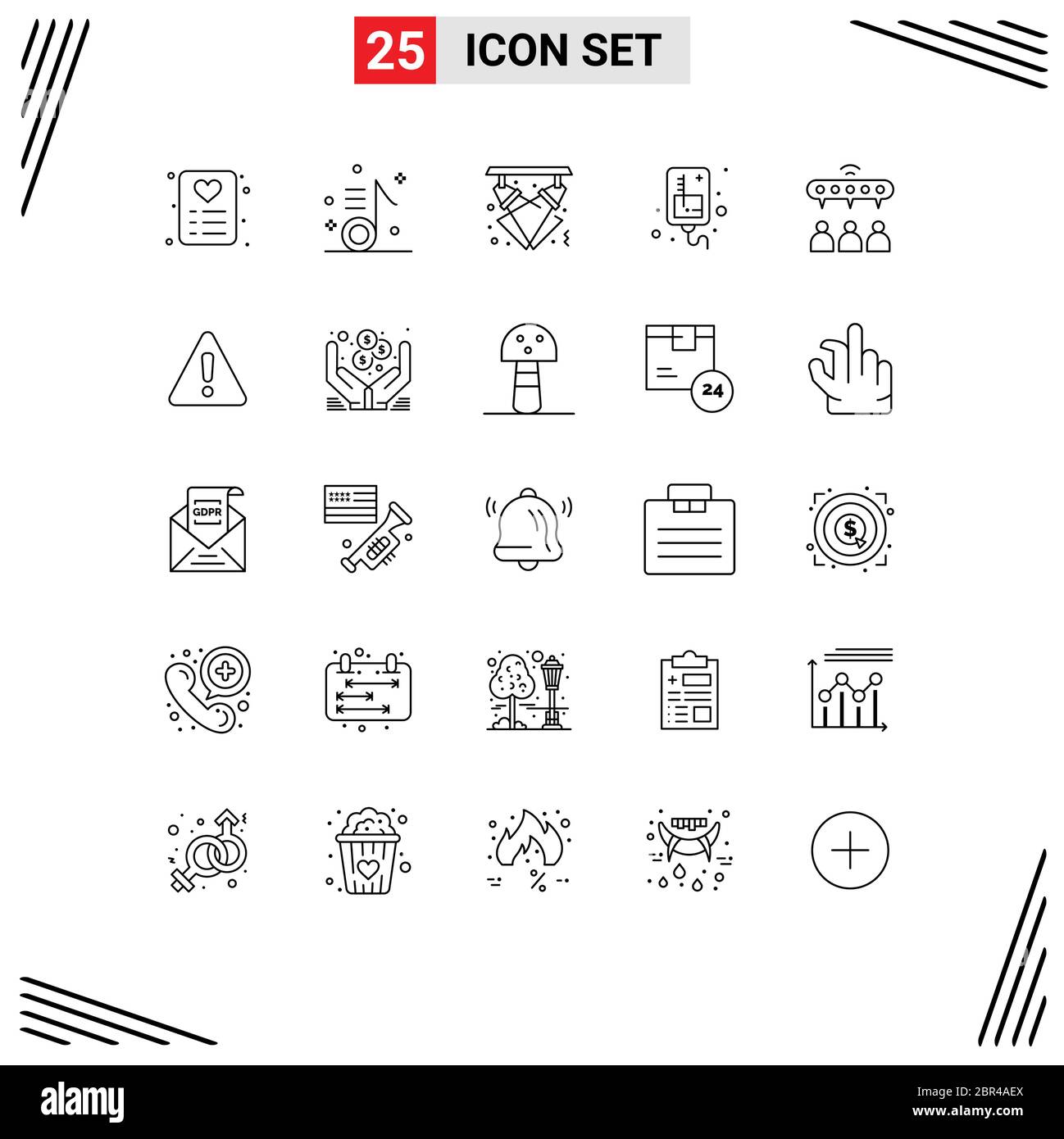 25 icone creative segni e simboli moderni di gruppo, iv, celebrazione, infusione, notte elementi editabili di disegno vettoriale Illustrazione Vettoriale