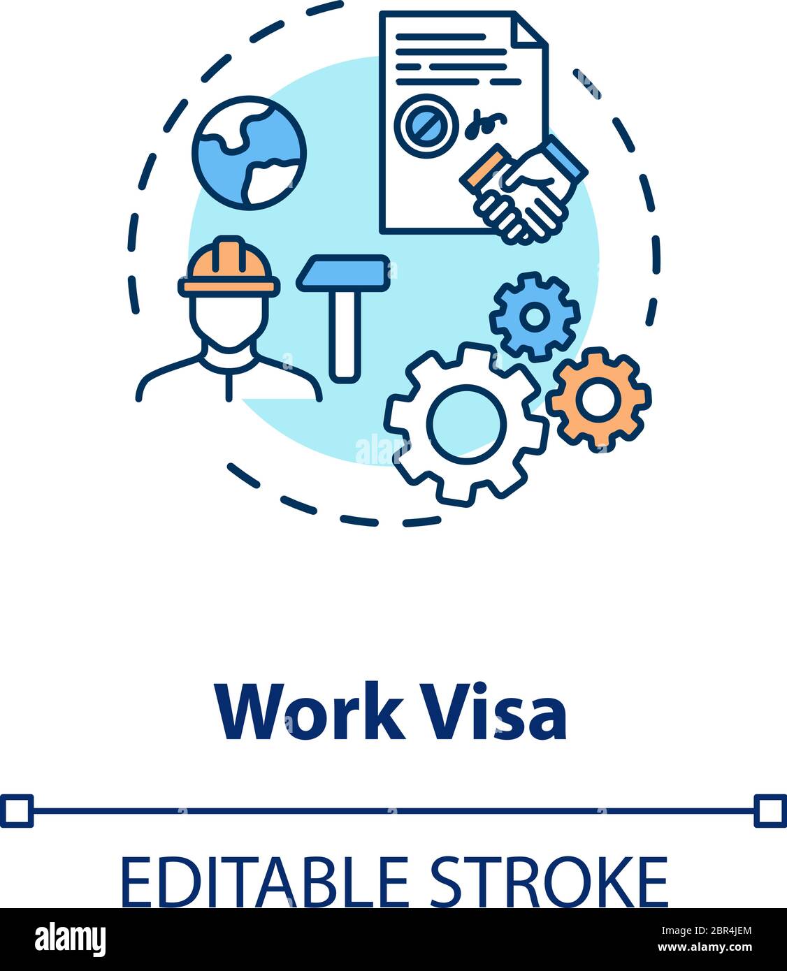 Icona del concetto di applicazione del visto di lavoro Illustrazione Vettoriale Icona del concetto di applicazione del visto di lavoro Illustrazione Vettoriale