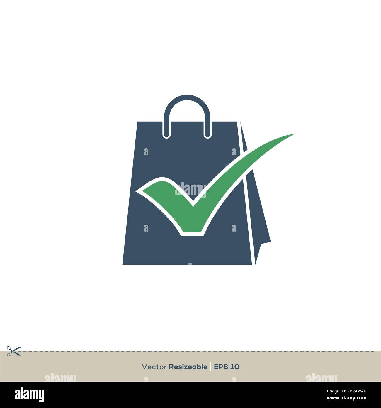 Icona della borsa per la spesa modello del logo segno di spunta Illustrazione disegno Foto Stock