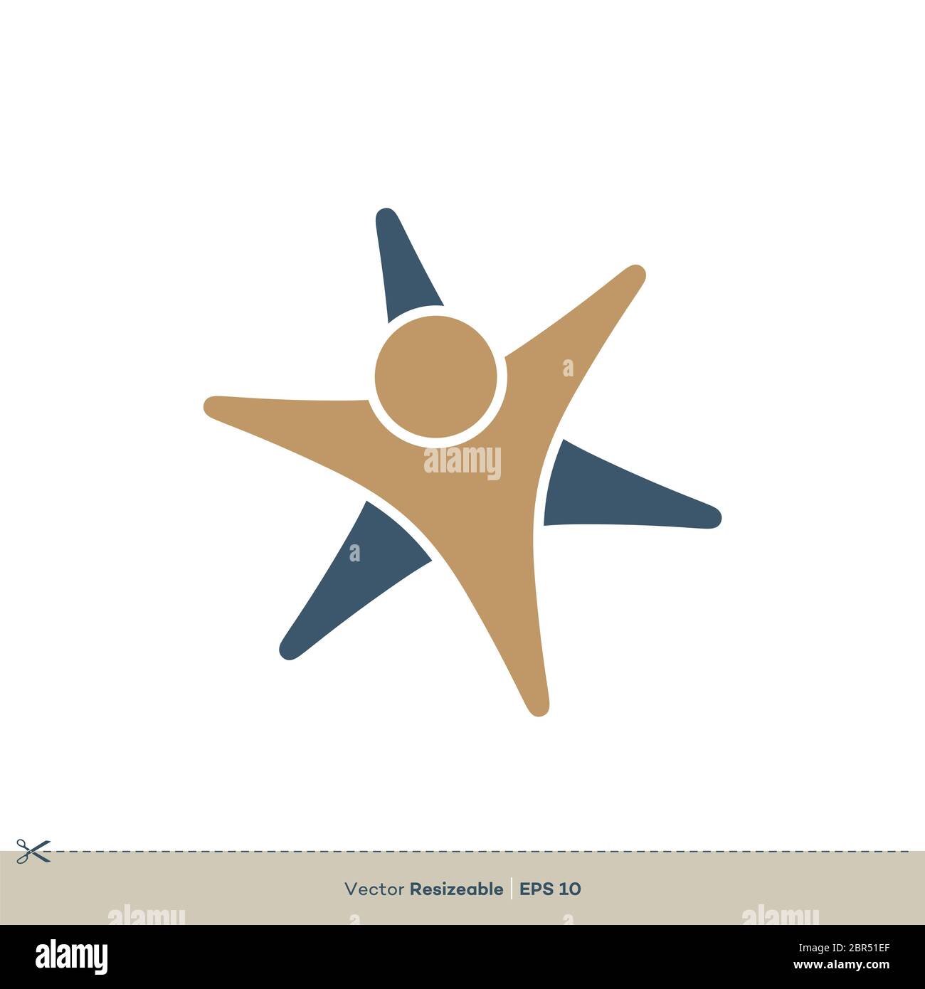 Disegno grafico del modello del logo della figura umana di Sparkle della stella Foto Stock