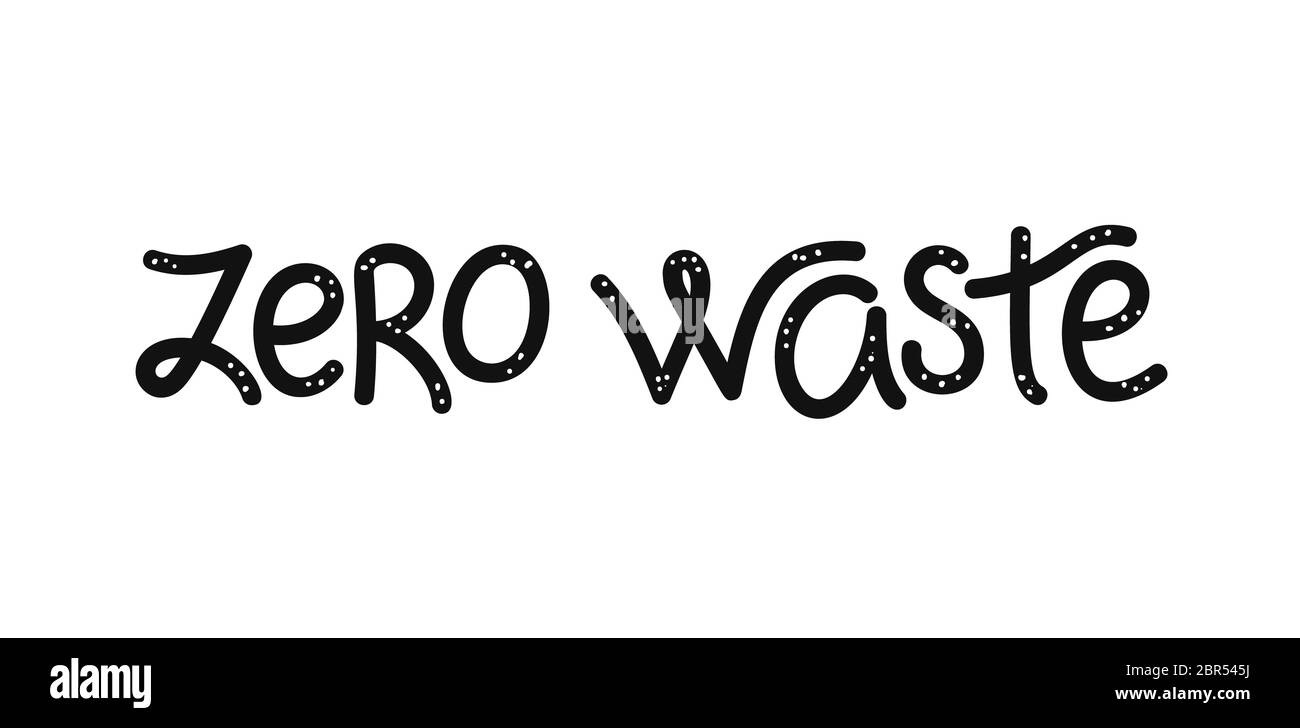 Zero sprechi. Calligrafia. Tipografia. Può essere utilizzato per intestazione, imballaggio, copertina, brochure, volantino, poster, striscione, imballaggio, stampa su eco bag o T-shi Foto Stock