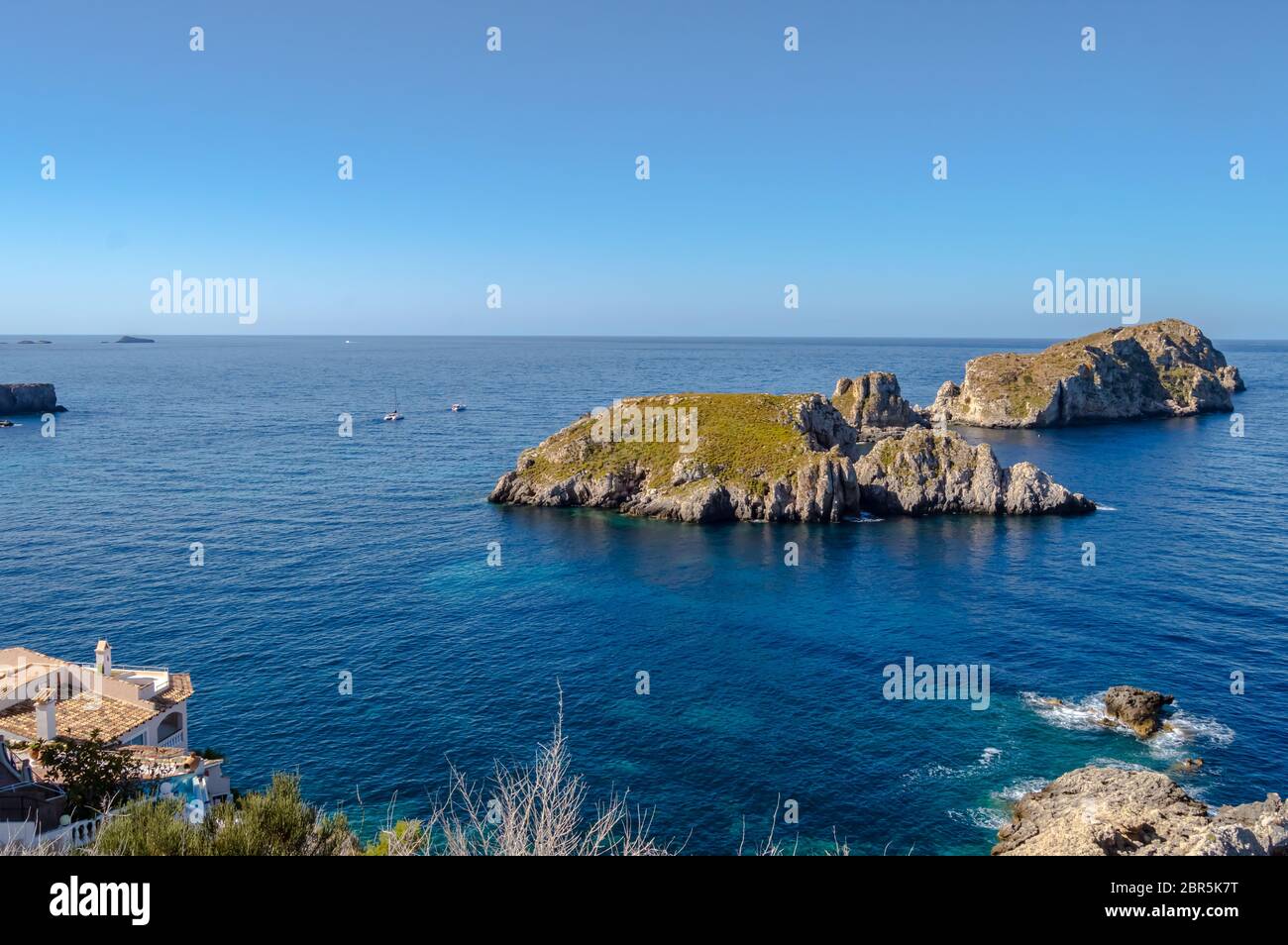 Vista della riserva marina delle isole Malfrats nel nord-ovest dell'isola di Palma de Mallorca Foto Stock