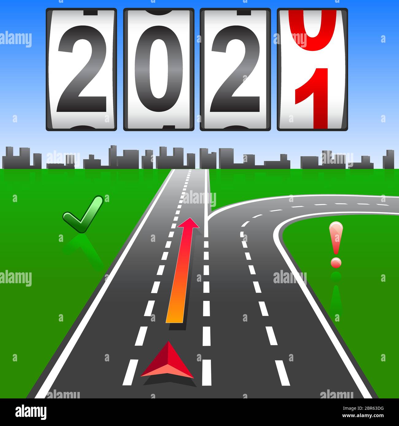 2021 nuovo anno sostituzione della navigazione. Illustrazione Vettoriale