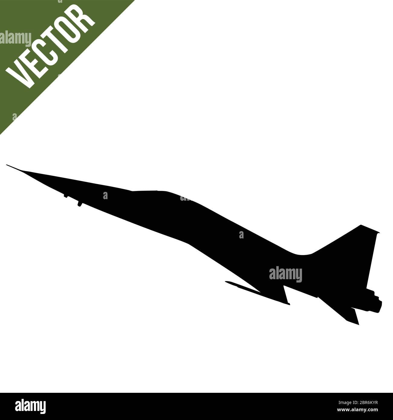 La silhouette del caccia jet (F-16) su sfondo bianco, illustrazione vettoriale Illustrazione Vettoriale