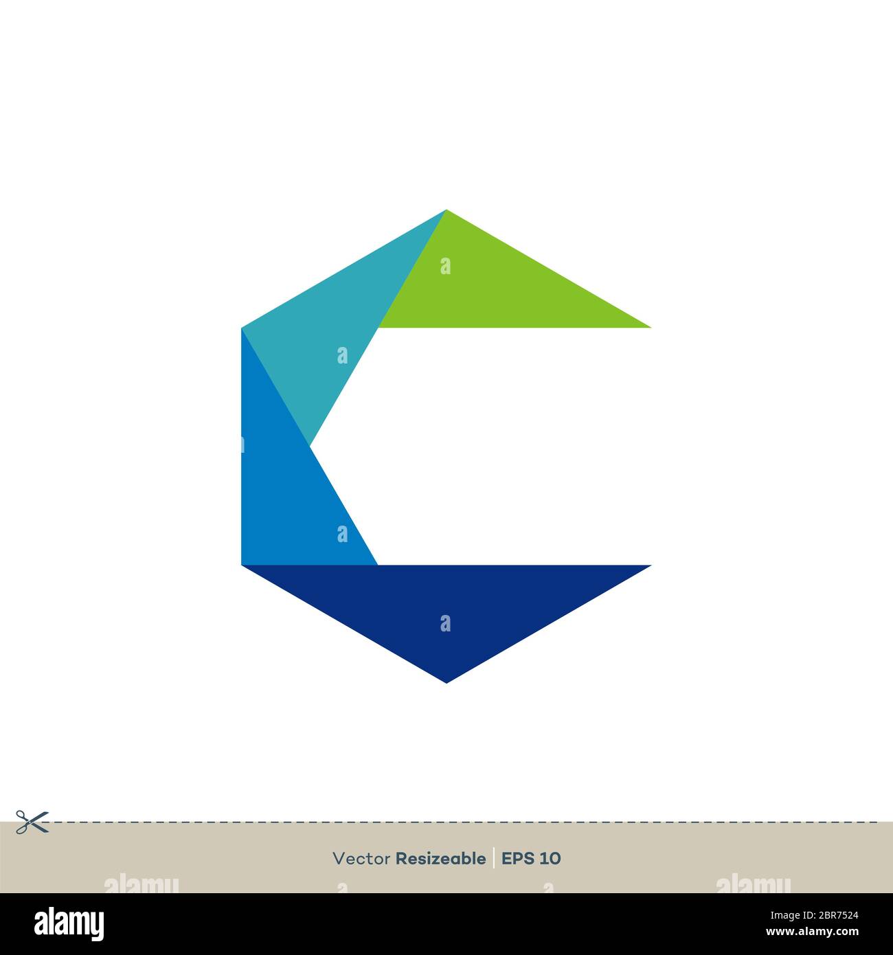 C modello di logo con icona vettoriale in formato lettera, design piatto Foto Stock