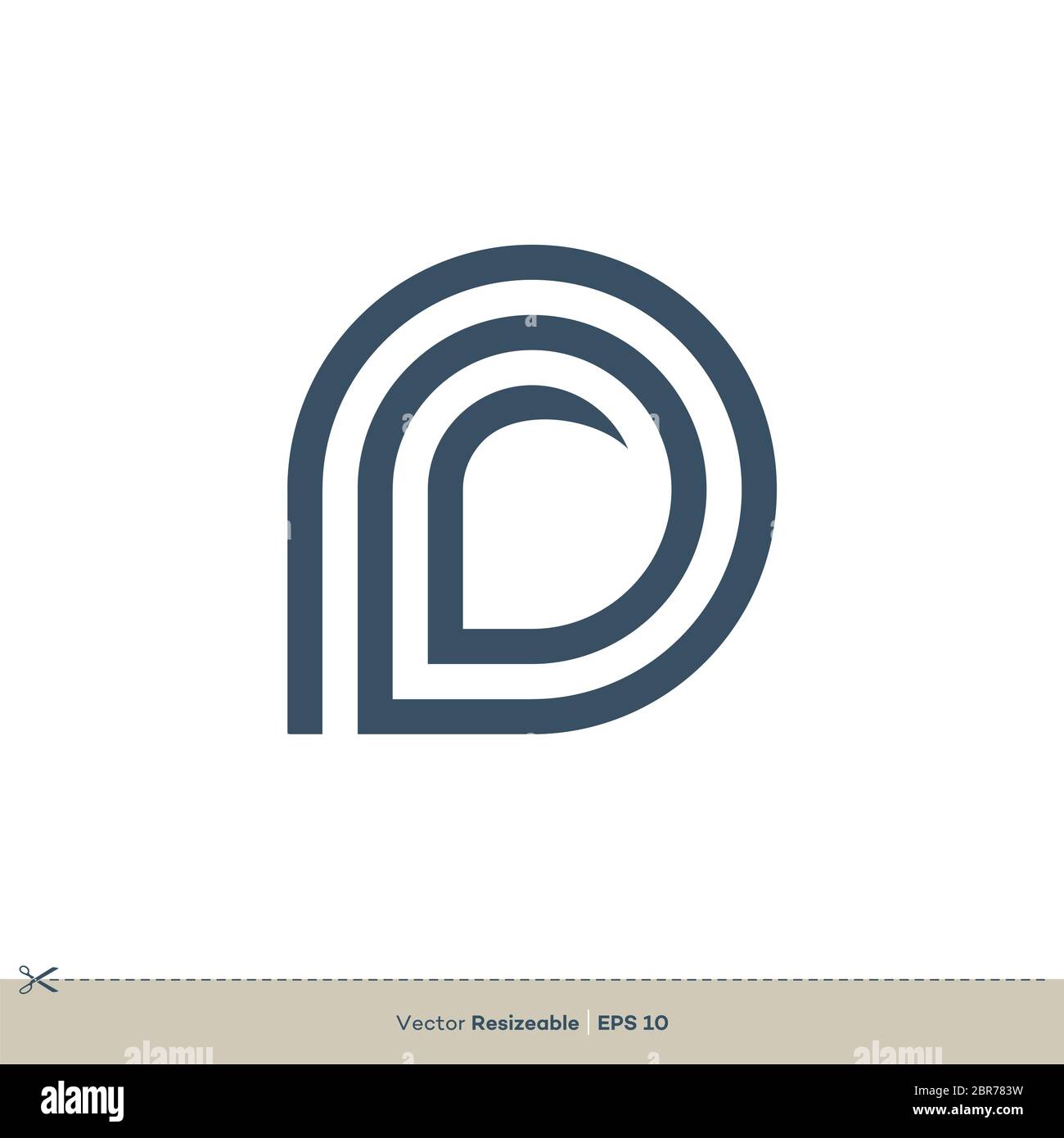 Modello di logo vettoriale lettera D con design piatto Foto Stock