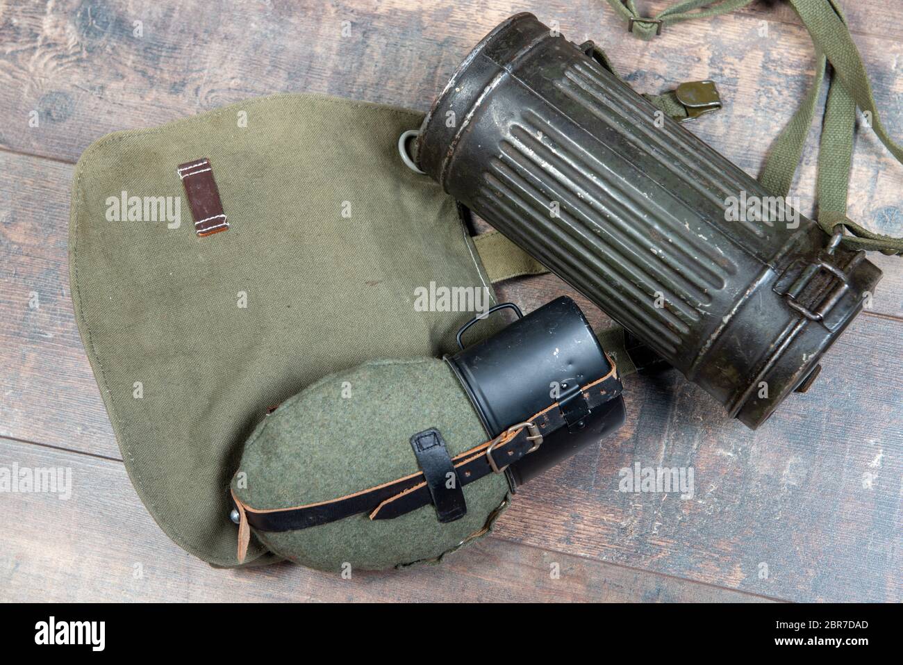 La seconda guerra mondiale militare tedesco attrezzature in legno Foto Stock