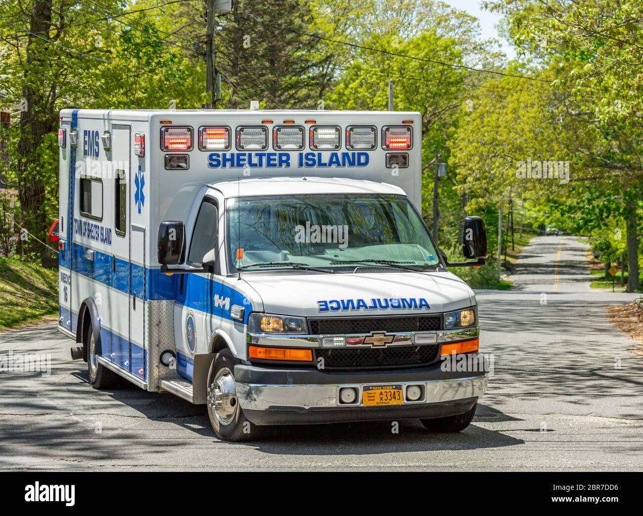 Shelter Island Ambulance a Shelter Island, NY Foto Stock