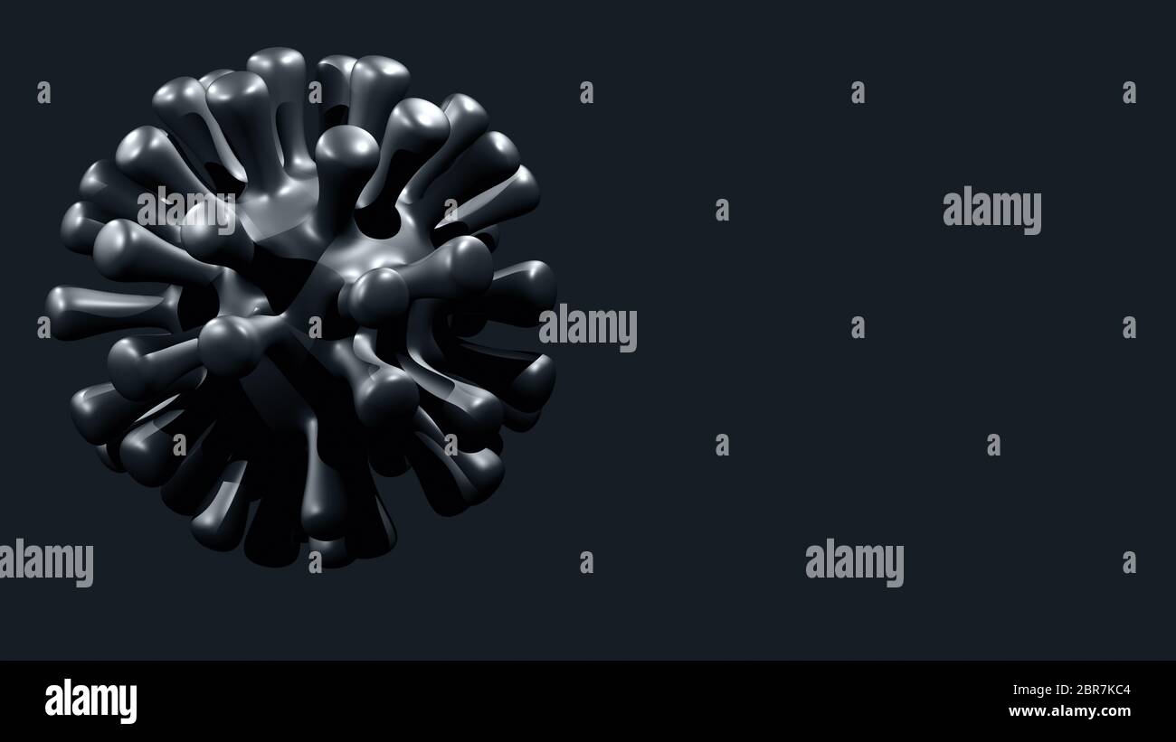 Immagine di un modello di coronavirus blu isolato su uno sfondo blu. Foto Stock