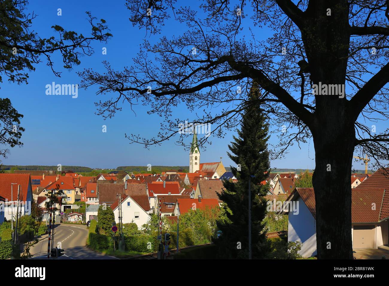 La città di Bad Saulgau da sopra Foto Stock