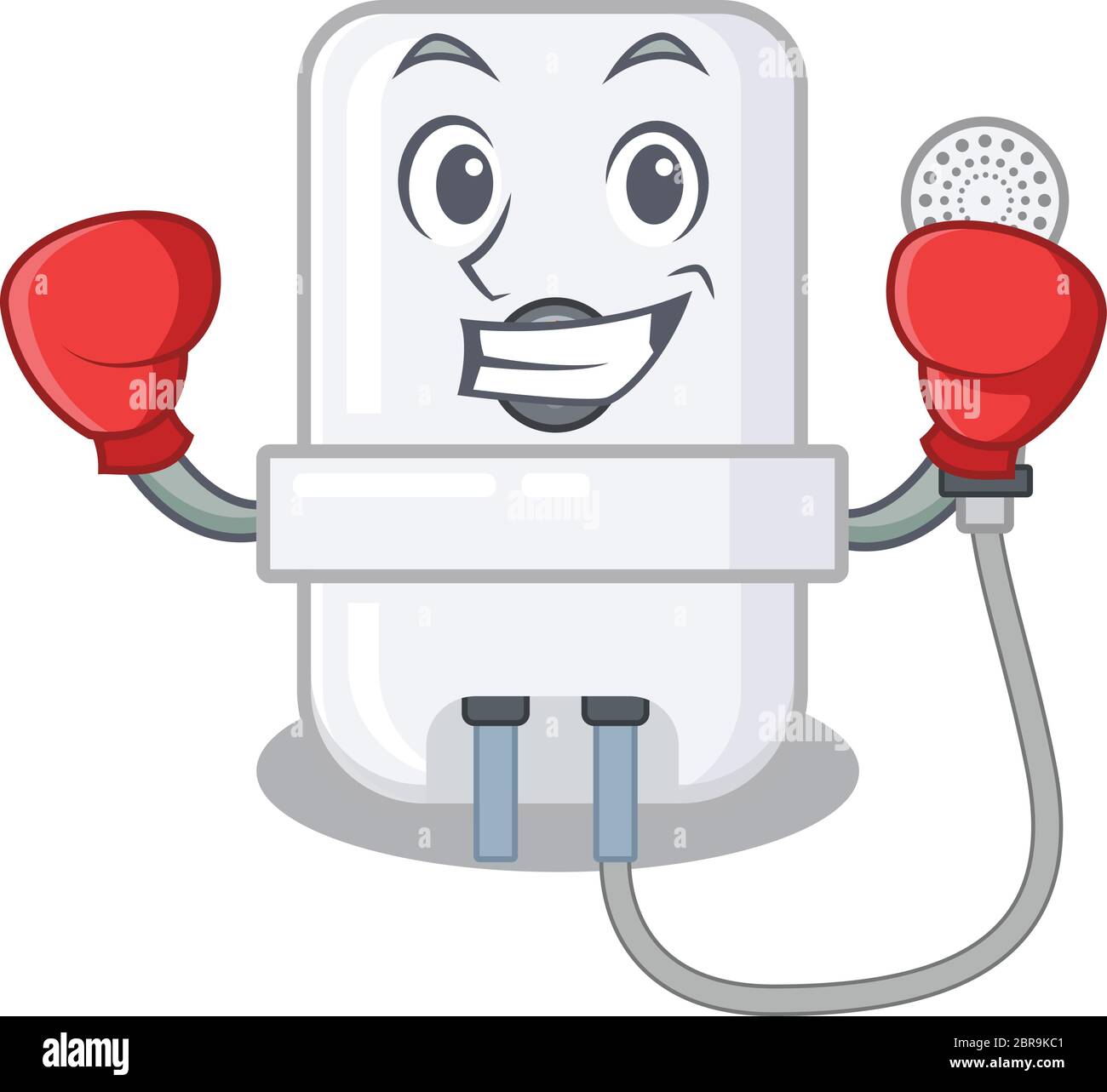 Mascot design di scaldabagno elettrico come un atleta di boxe sportivo Illustrazione Vettoriale