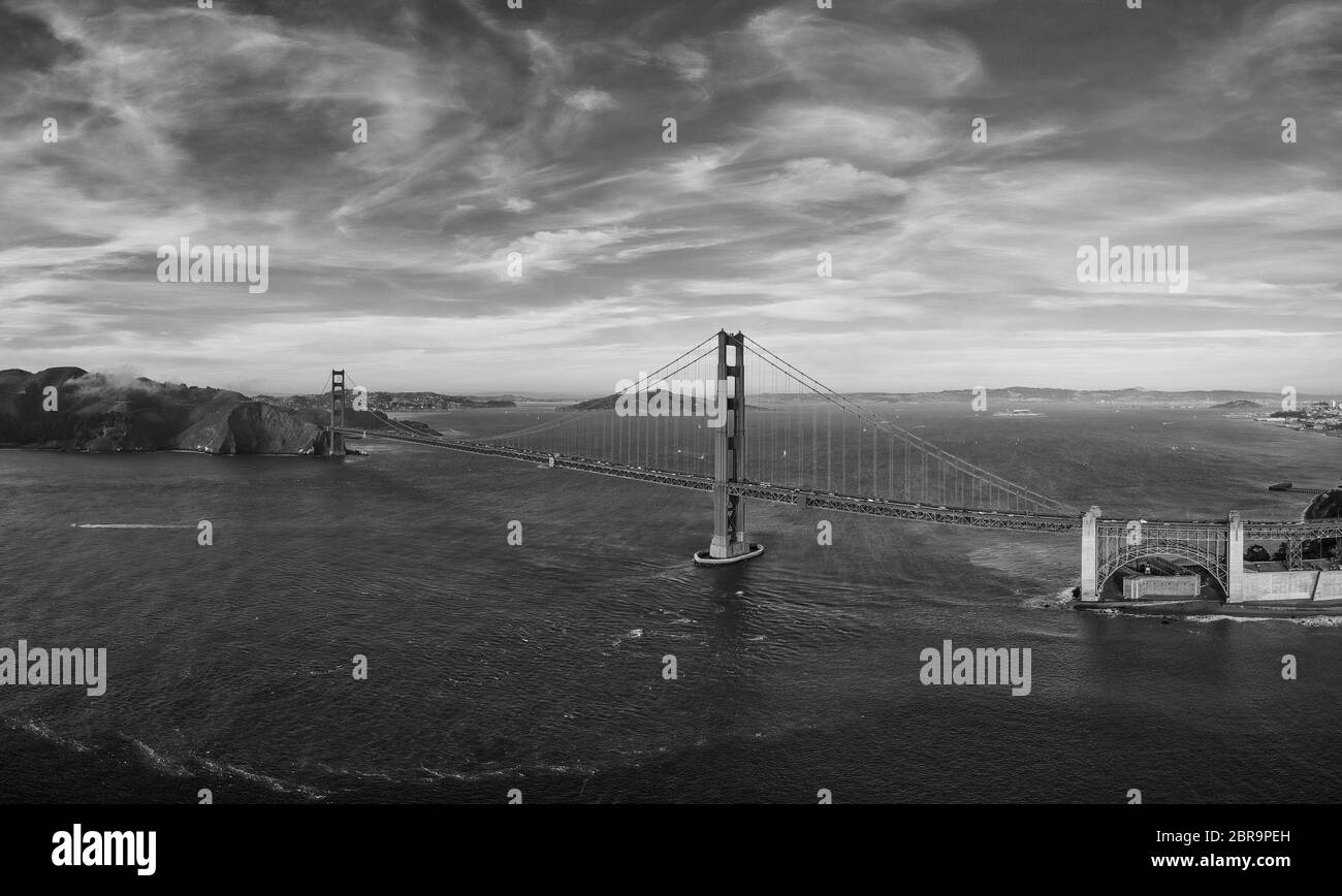 Vista aerea del Golden Gate Bridge di San Francisco Foto Stock