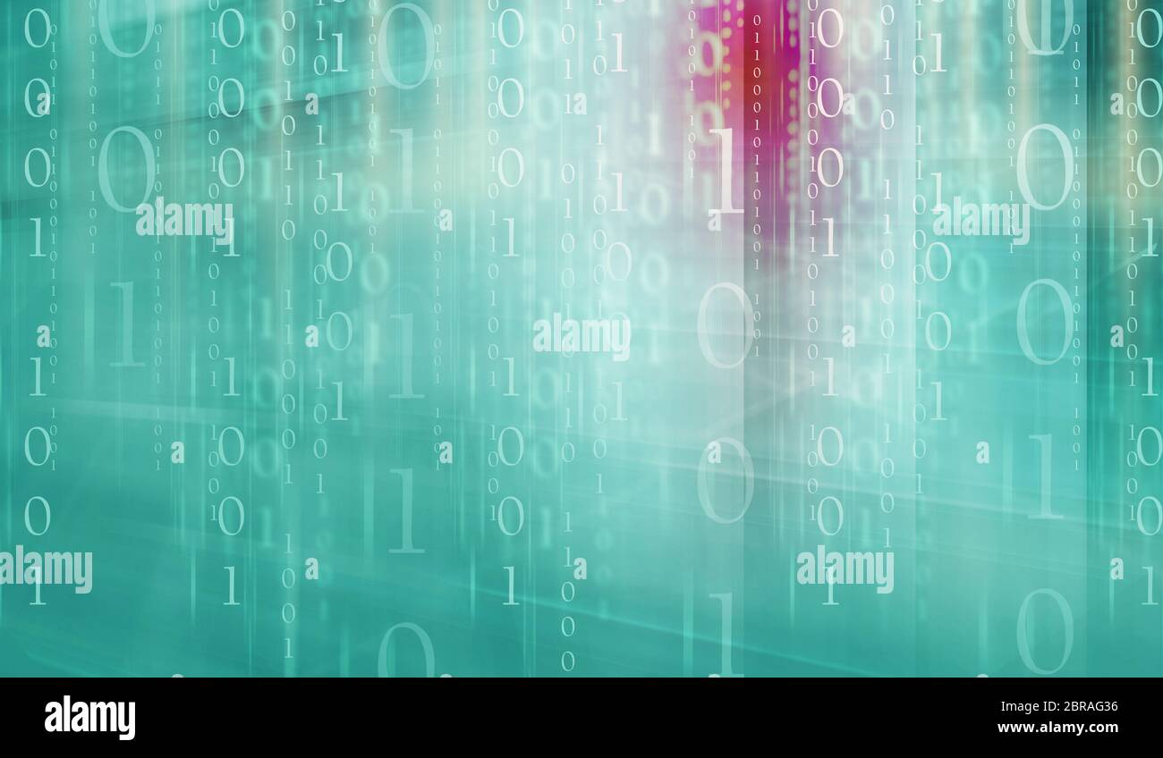 Digitale codice binario sfondo, adatto per sito e banner grafici.Matrix effetti filmato. Foto Stock