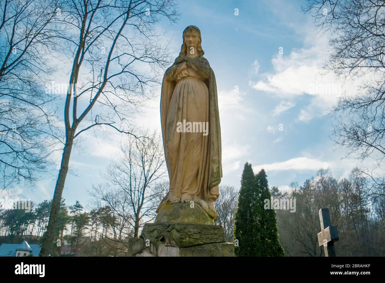 Statua scolpita in pietra religiosa della vergine maria immagini e