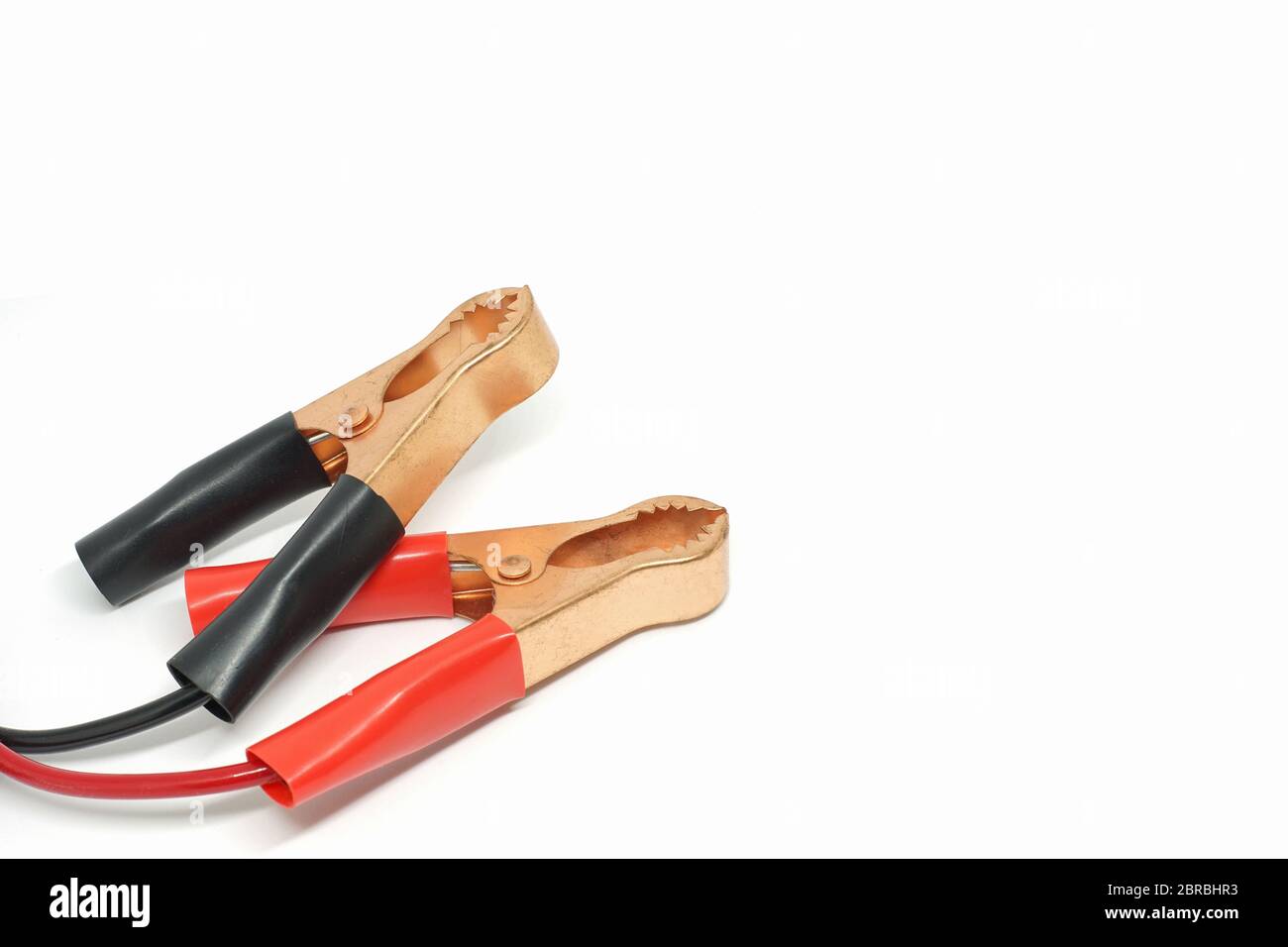 Pinzette usate per cavi di alimentazione, clip a coccodrillo o cavo di collegamento. Foto Stock