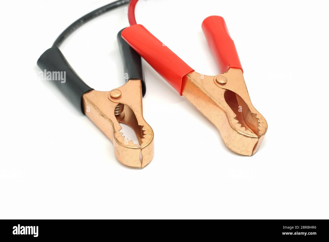 Pinzette usate per cavi di alimentazione, clip a coccodrillo o cavo di collegamento. Foto Stock