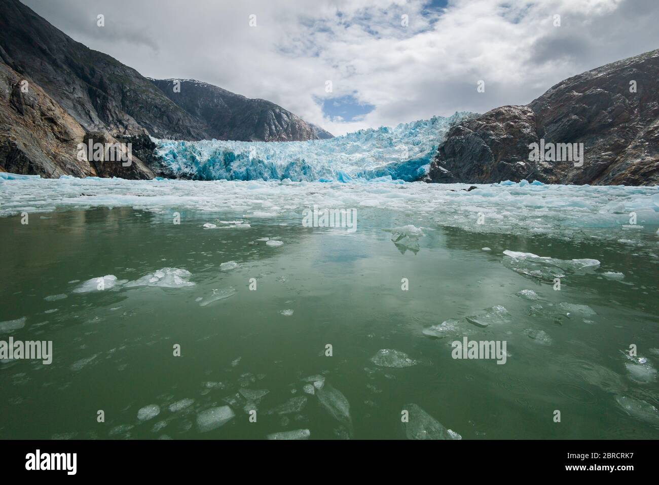 Iceberg calved dal ghiacciaio di South Sawyer galleggiano lungo il fiordo panoramico Tracy Arm, Alaska sudorientale, Stati Uniti. Foto Stock