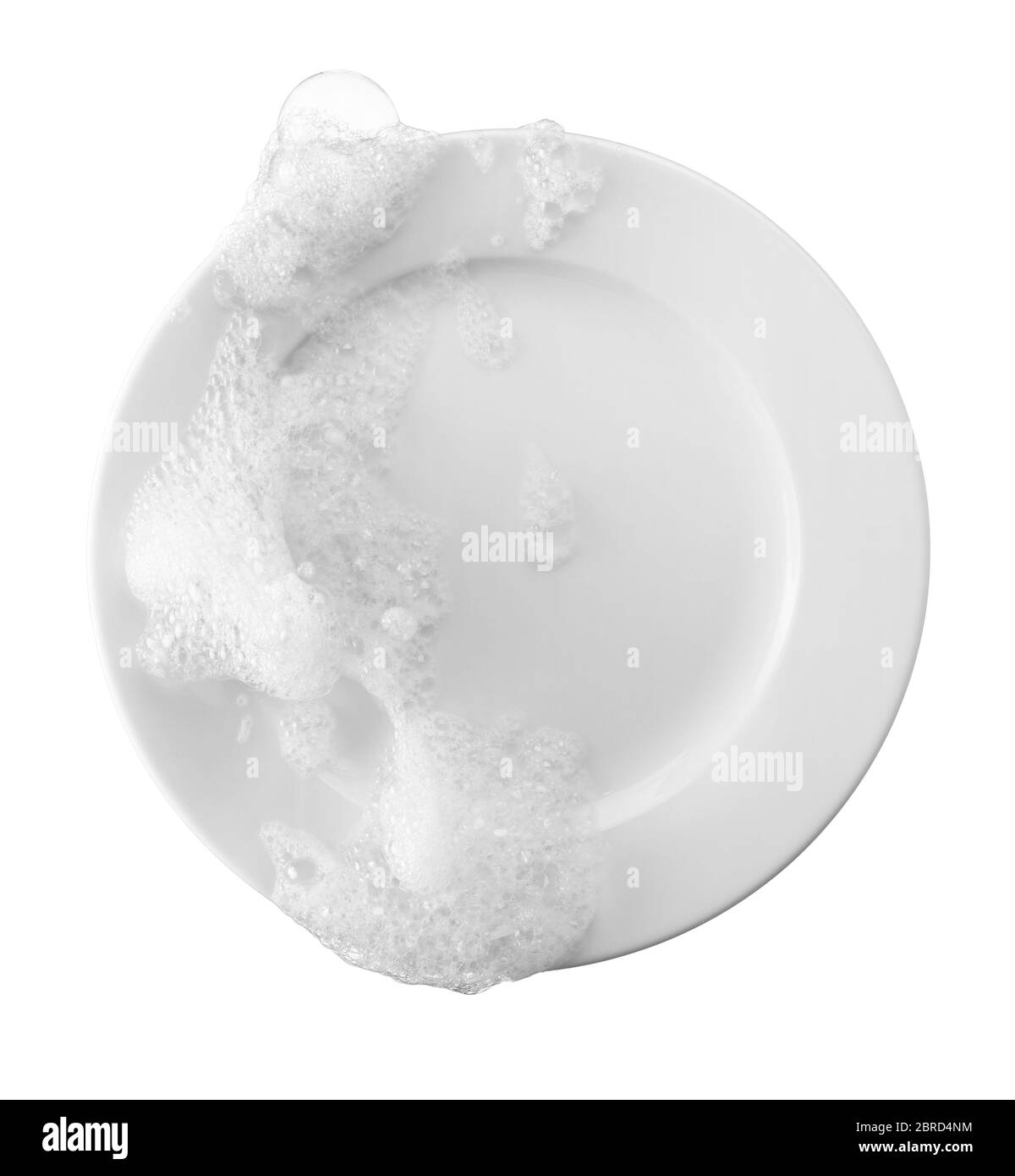 sapone e bolla sulla piastra che rappresenta il lavaggio delle stoviglie Foto Stock