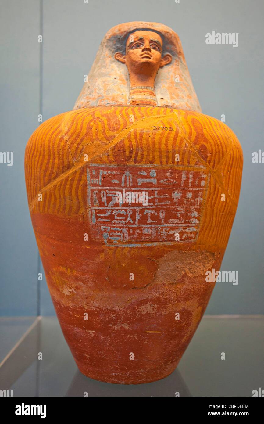 Vaso canopico di Senebhenaef al British Museum Foto Stock