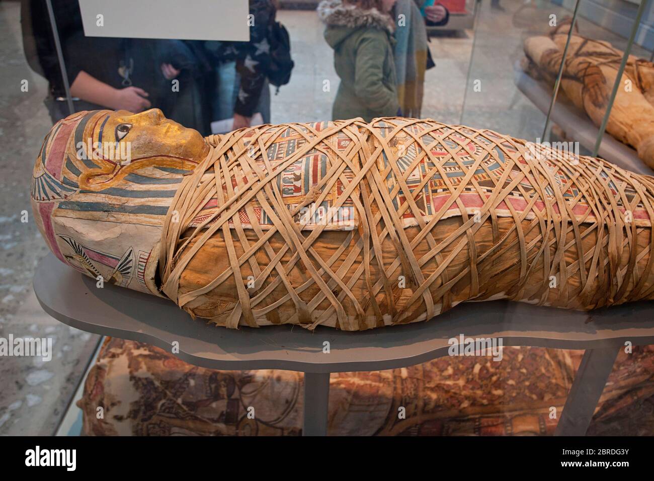 Mummie esposte al British Museum Foto Stock