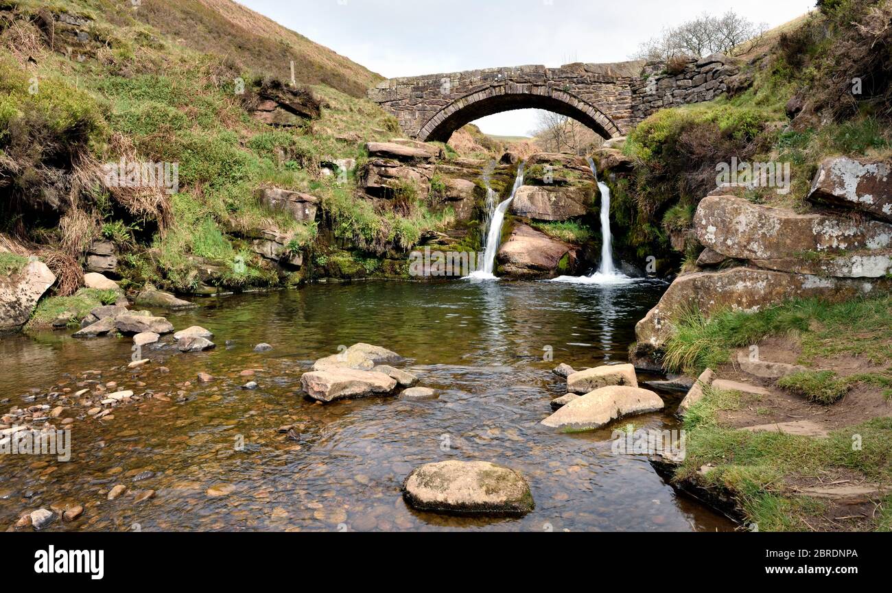 Three Shires Head, Ax Edge Moor, dove si incontrano Cheshire, Derbyshire e Staffordshire, Inghilterra, Regno Unito Foto Stock