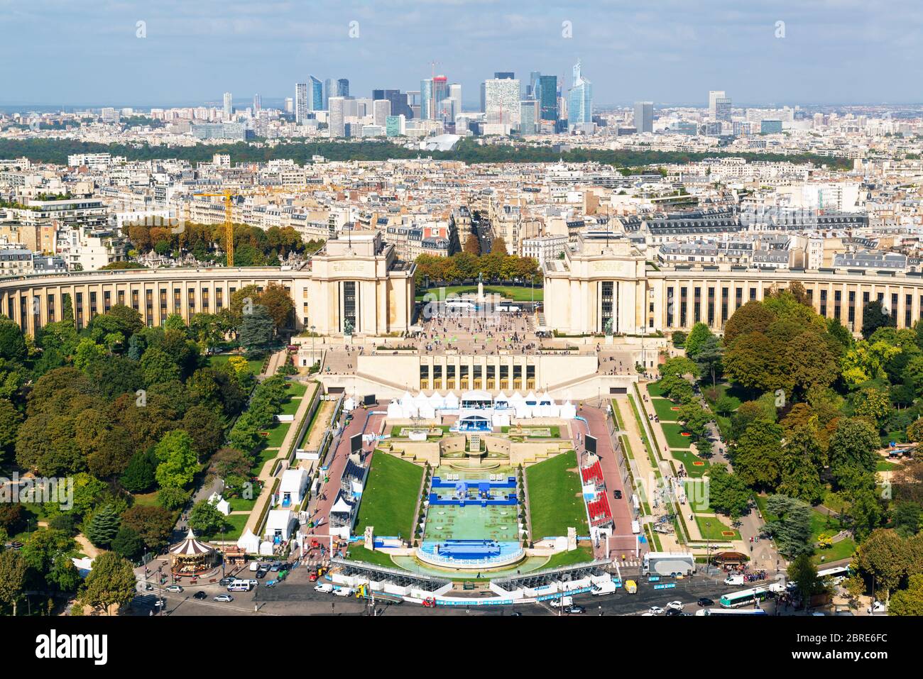 Vista del Palais de Chaillot dalla Torre Eiffel, Francia Foto Stock