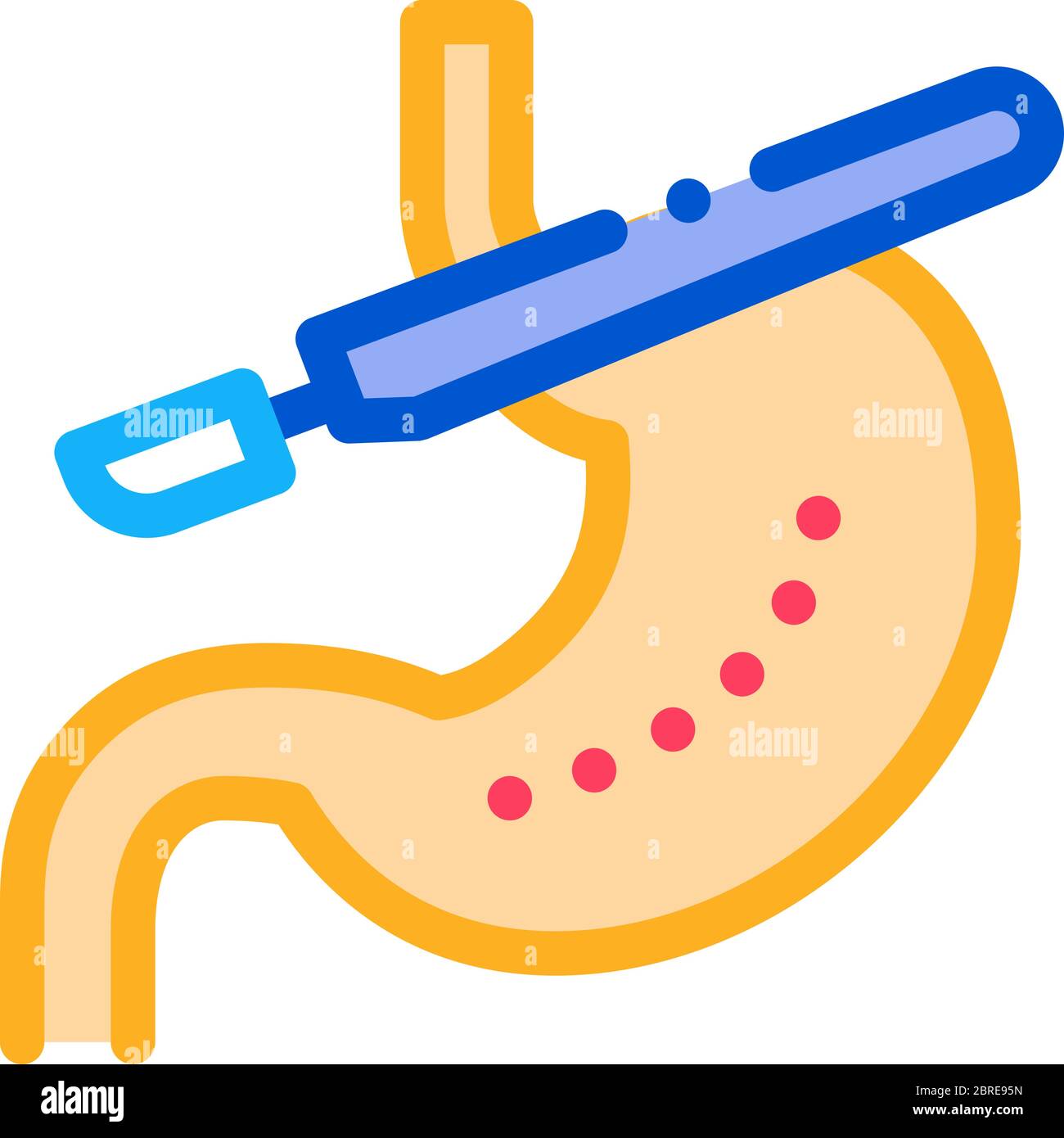 immagine del contorno del vettore delle icone dello stomaco per il campionamento di particelle Illustrazione Vettoriale