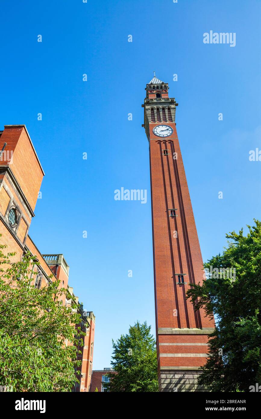 "Old Joe", la torre dell'orologio indipendente più alta del mondo all'Università di Birmingham, Inghilterra Foto Stock