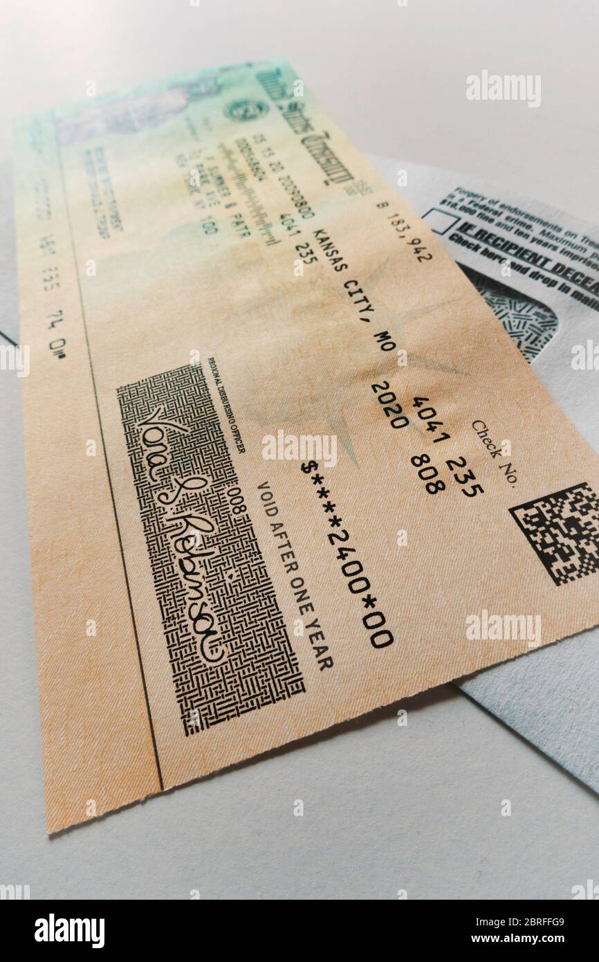 Impatto economico i controlli di pagamento sono stati ricevuti da tutti i contribuenti idonei degli Stati Uniti, Stati Uniti d'America, 2020 Foto Stock