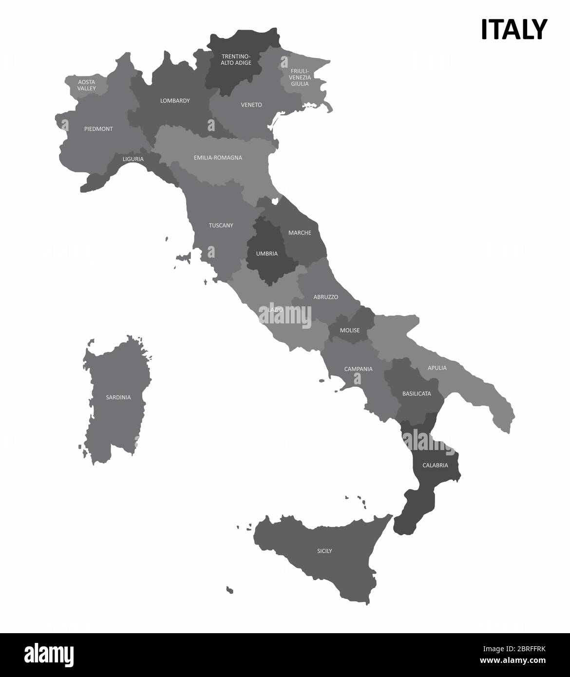 Mappa delle regioni italiane Illustrazione Vettoriale