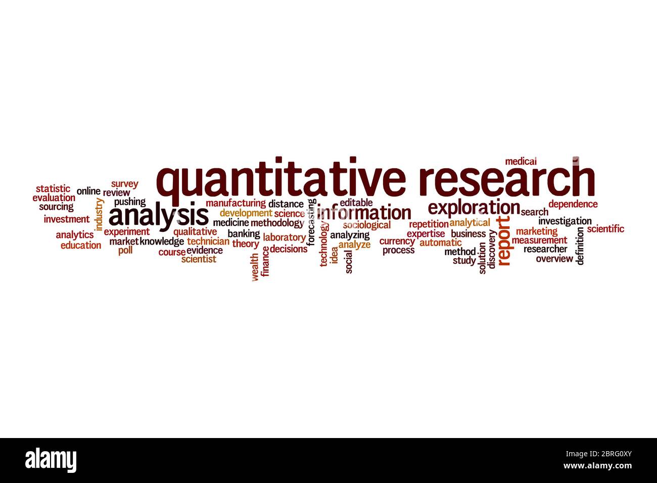 Concetto di cloud di ricerca quantitativa su sfondo bianco Foto Stock