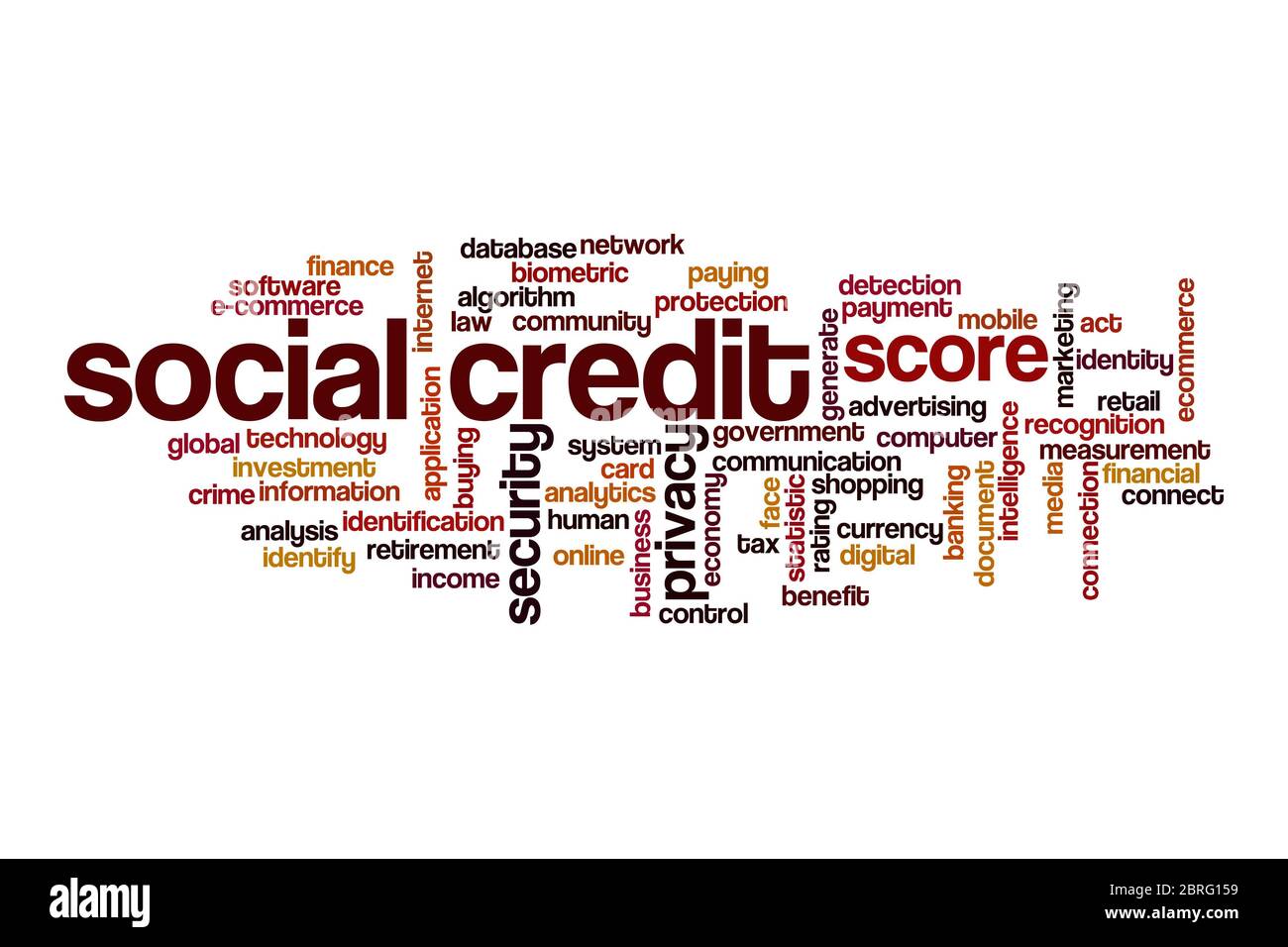 Concetto di cloud di credito sociale su sfondo bianco Foto Stock