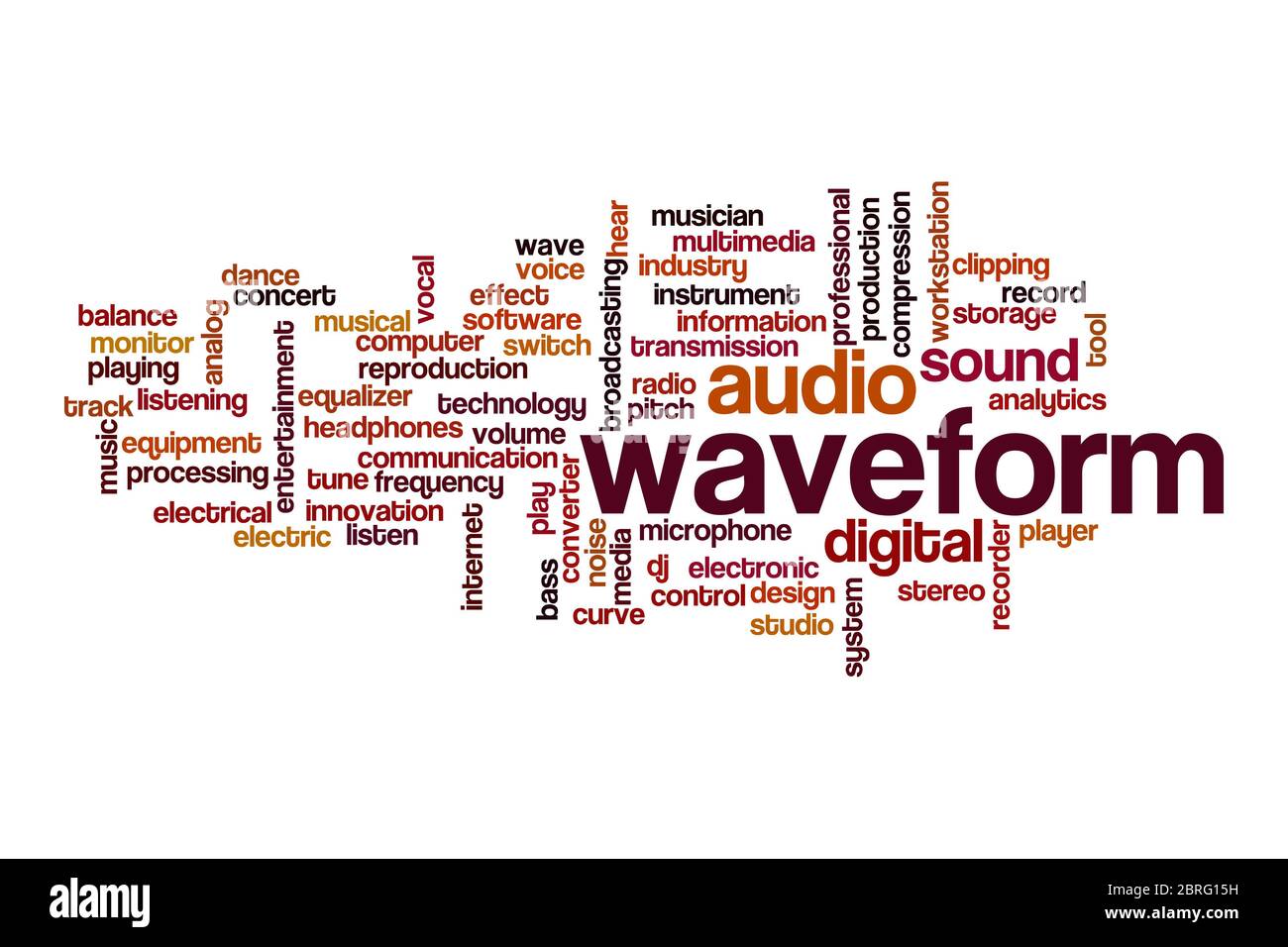 Concetto di nuvola di forme d'onda su sfondo bianco Foto Stock