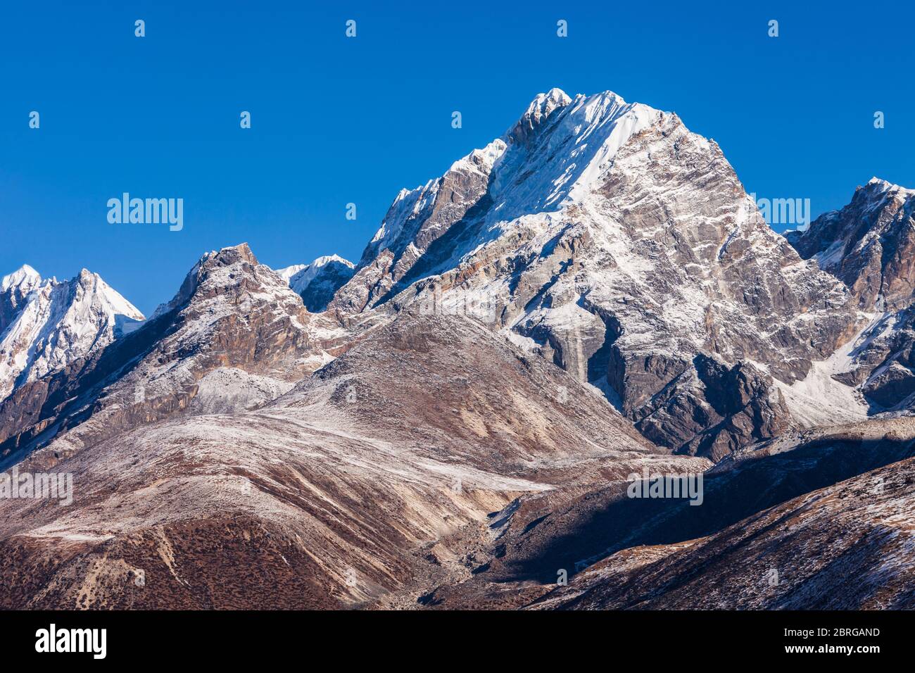 Lobuche paesaggio di montagna nella regione Everest in Himalaya, Nepal Foto Stock