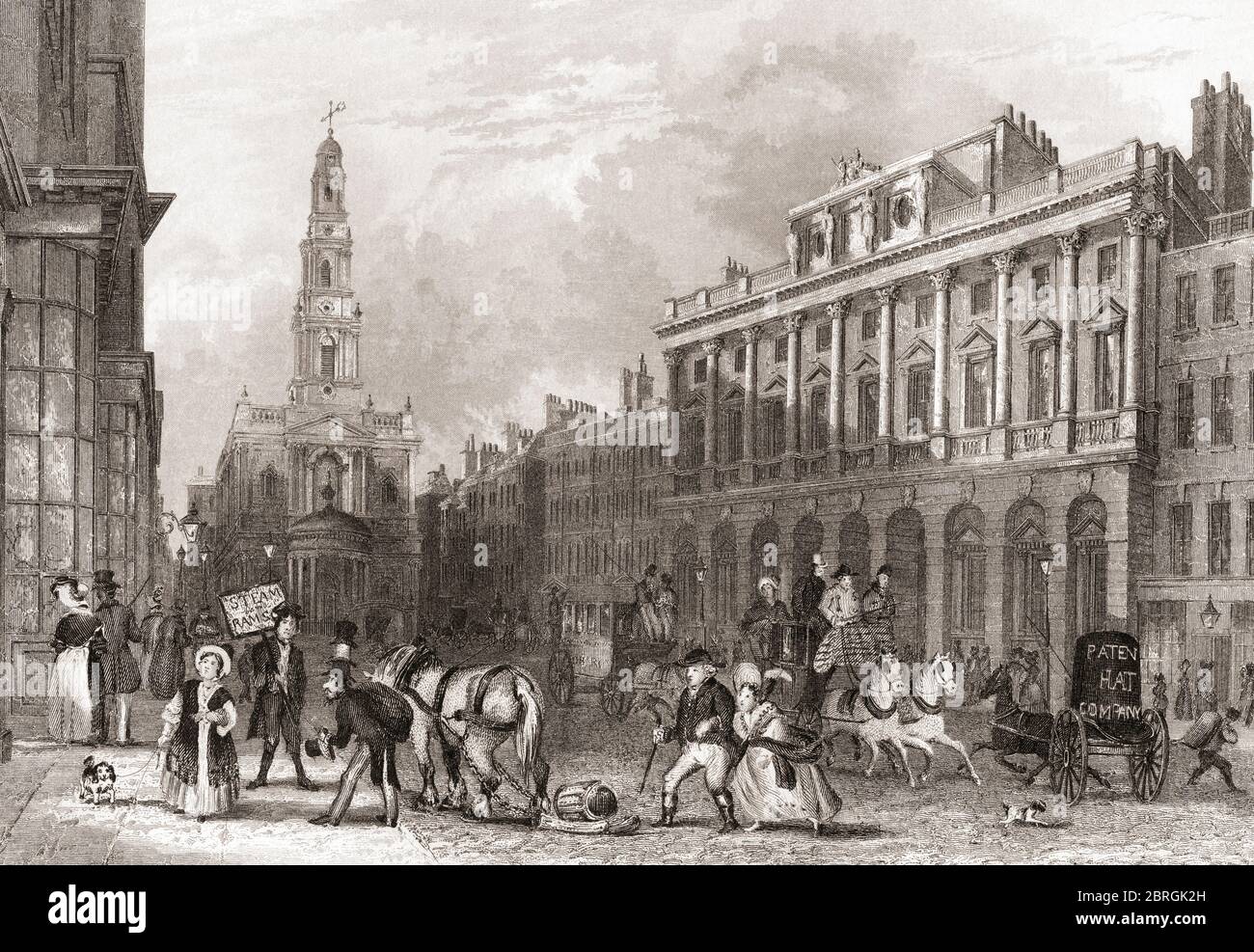 Somerset House, The Strand, Londra, Inghilterra, 19 ° secolo. Dalla storia di Londra: Illustrato dalle viste a Londra e a Westminster, pubblicato intorno al 1838. Foto Stock