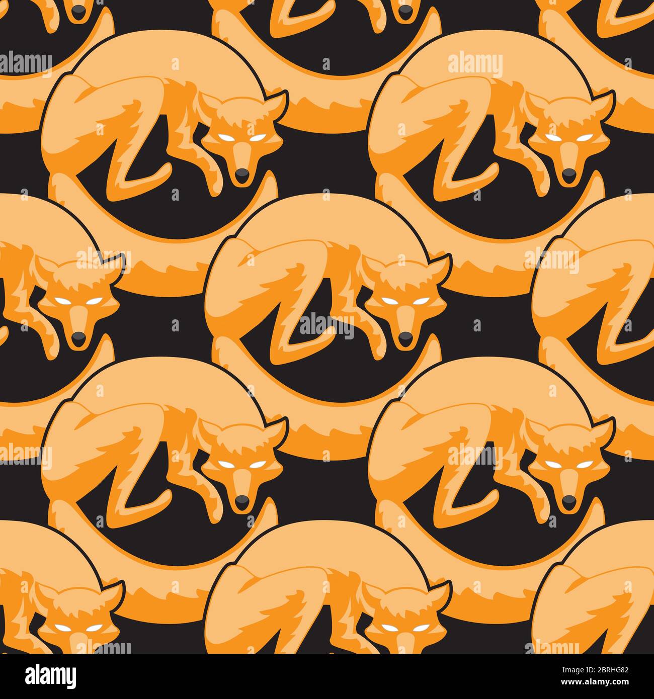 La Fox si arricchiolò in una palla stilizzata su uno sfondo nero isolato. Immagine vettoriale Illustrazione Vettoriale