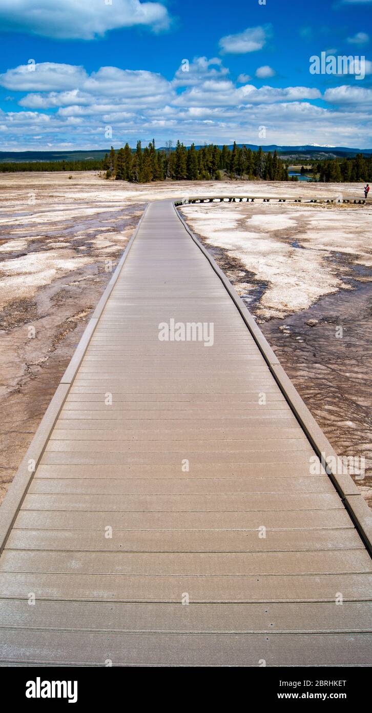 Percorso in legno attraverso le sorgenti termali Foto Stock