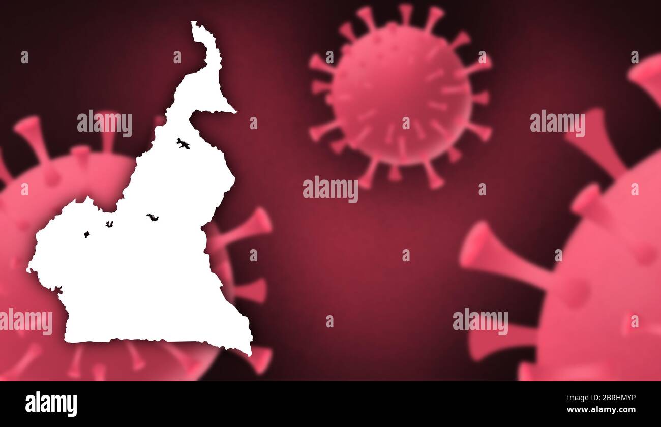 Camerun corona virus aggiornamento con mappa su corona virus background,report nuovo caso,totale morti,nuovi morti,gravi critici,casi attivi,recupero totale Foto Stock