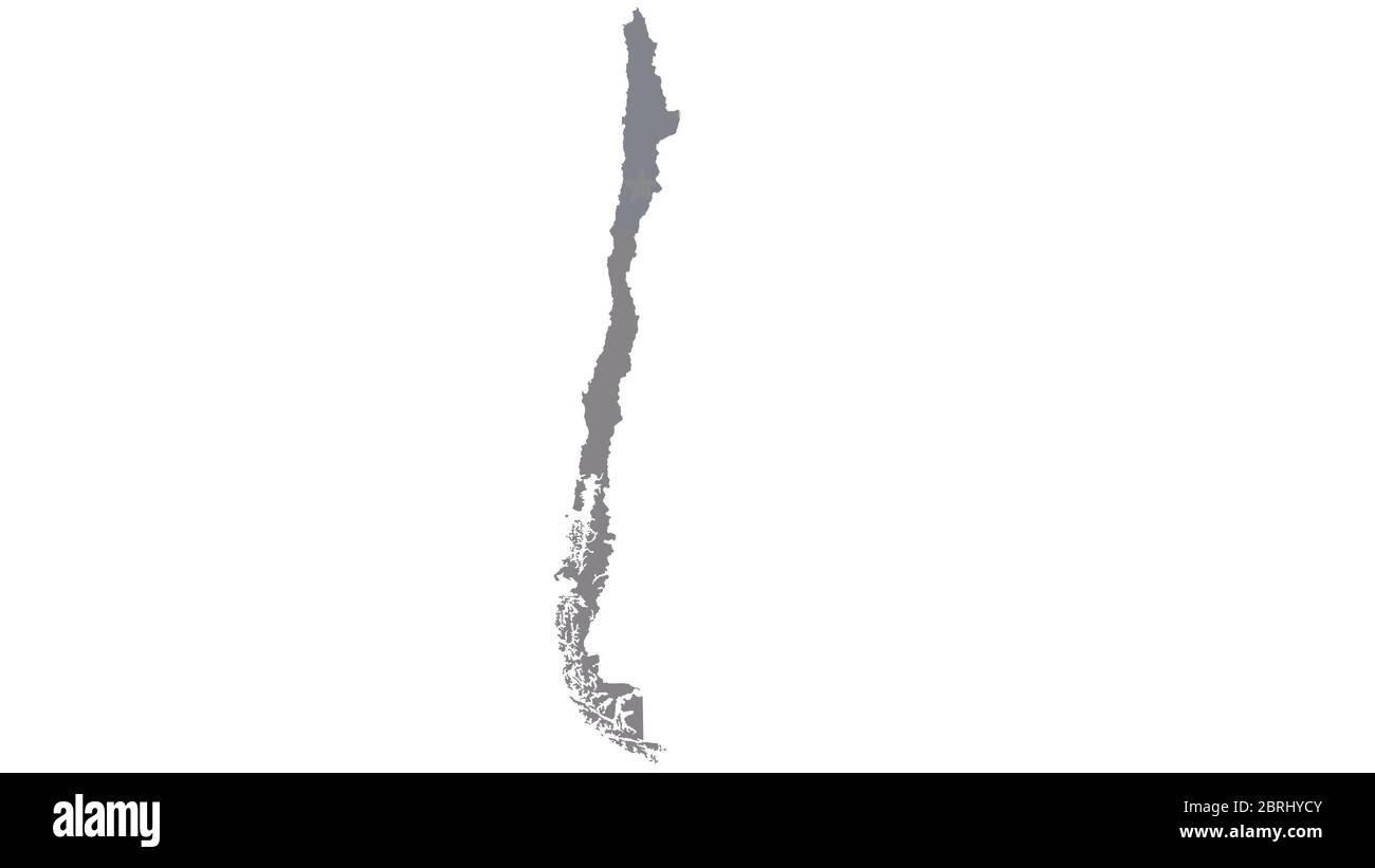 Mappa del Cile con tonalità di grigio su sfondo bianco,illustrazione,testurizzata , simboli del Cile,per la pubblicità,promuovere, pubblicità televisiva, annunci, web design, magaz Foto Stock