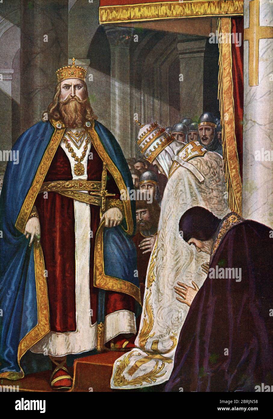 "Le couronnement de Charlemagne (742-814) par le Pape Leon III (750-816) en 800 dans la Basilique saint Pierre de Rome, Italie" (l'incoronazione di Cha Foto Stock