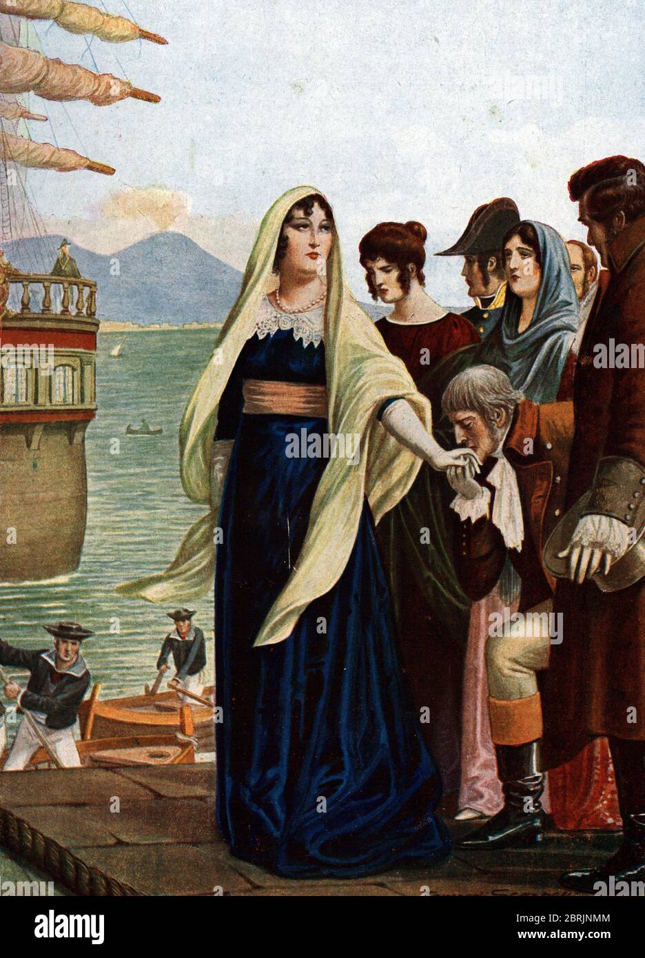 'La reine de Naples Marie Caroline (Marie-Caroline) d'Autriche (1752-1814¿ fuyant Napoli, pour trouver refuge en Sicile au moment de l'occupation fra Foto Stock