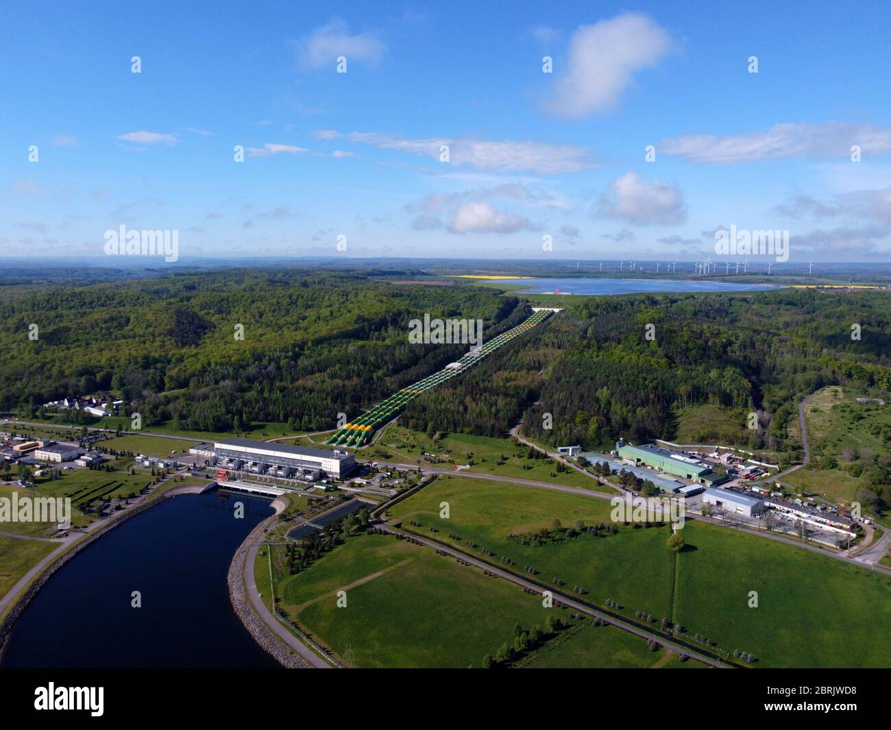 Centrale idroelettrica Zarnowiec, Czymanowo, Pomerania, Polonia Foto Stock