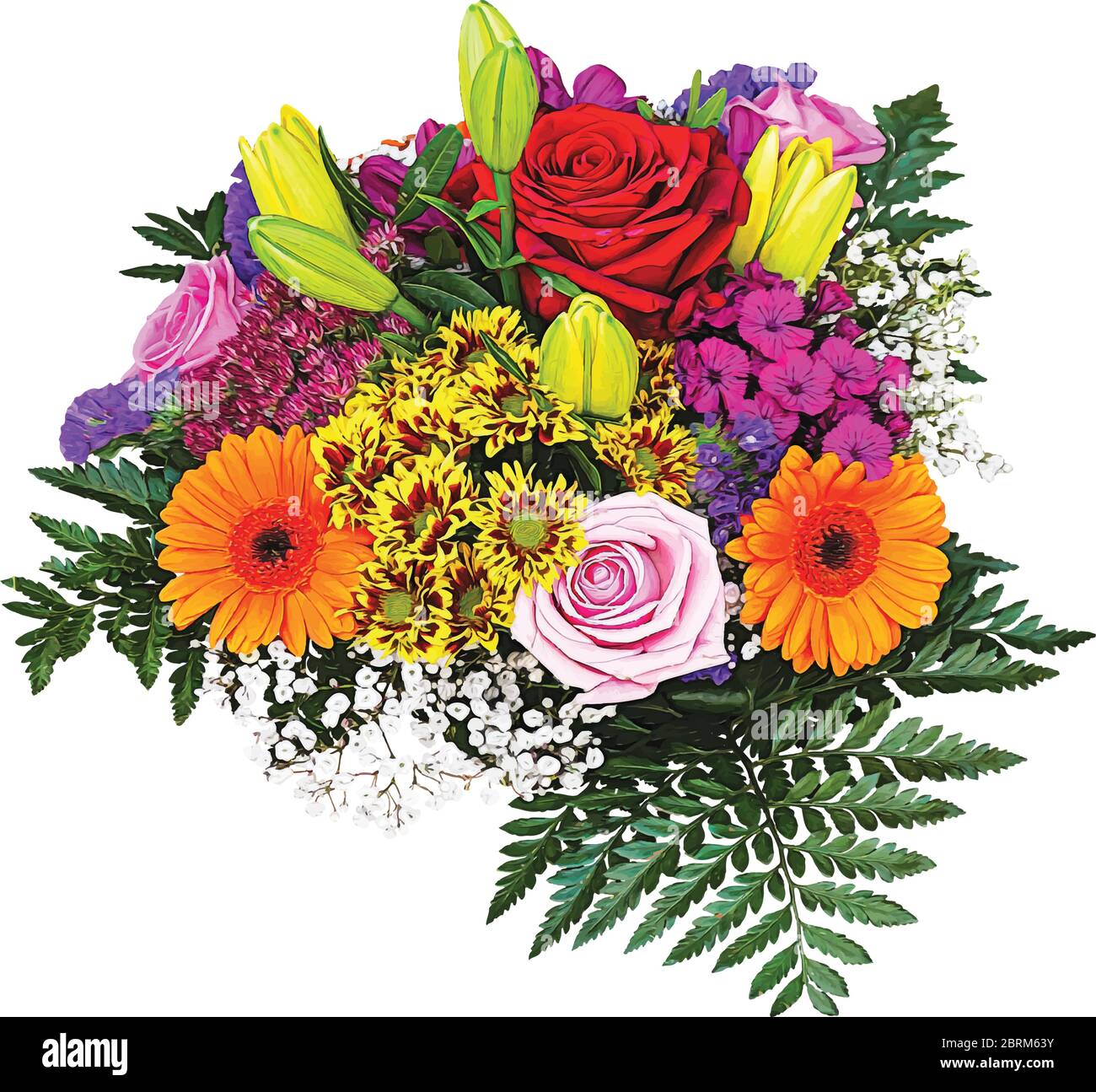 Bouquet di rose, tulipani e Daisies illustrazione vettoriale Illustrazione Vettoriale