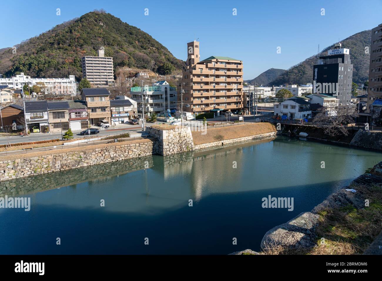 Rovine del Castello di Mihara, conosciuto anche come Castello di Ukishiro, situato nella città di Mihara, Prefettura di Hiroshima. Prefettura di Hiroshima, Giappone Foto Stock