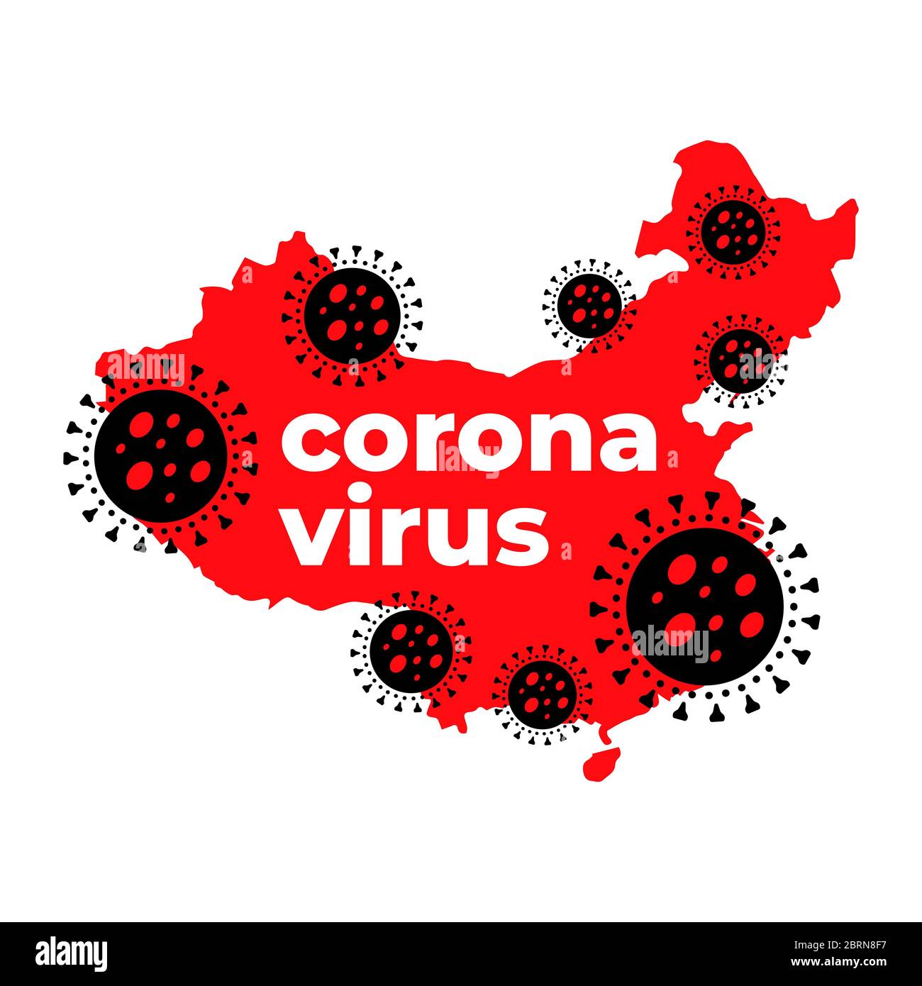 Wuhan coronavirus 2019-nCoV concetto. Mappa cinese focolaio coronavirus. Concetto di protezione da pandemia di virus. Illustrazione Vettoriale
