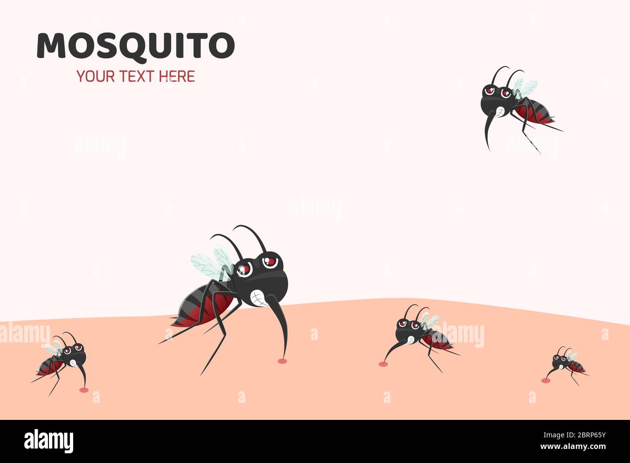 Zanzare, zanzare sono portatori di virus della febbre dengue e batteri per l'uomo, salute e illustrazione medica vettore. Illustrazione Vettoriale