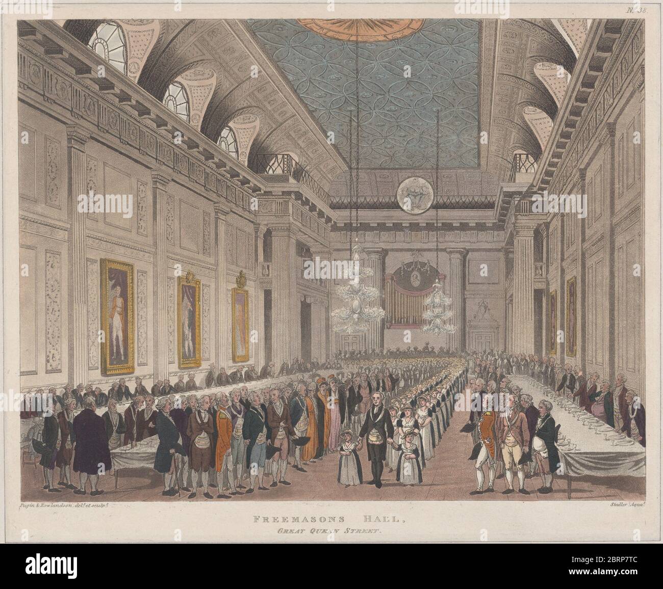 Freemasons' Hall, microcosmo di Londra, pl. 38, luogo il Metropolitan Museum of Art, New York Foto Stock