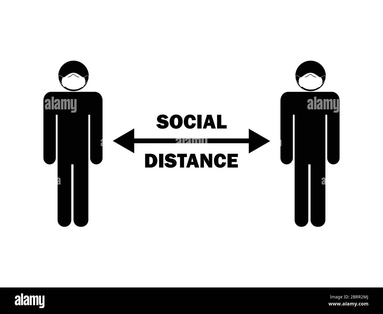 Distanza sociale uomo con maschera. Pittogramma che illustra le regole di allontanamento sociale. Vettore EPS Illustrazione Vettoriale