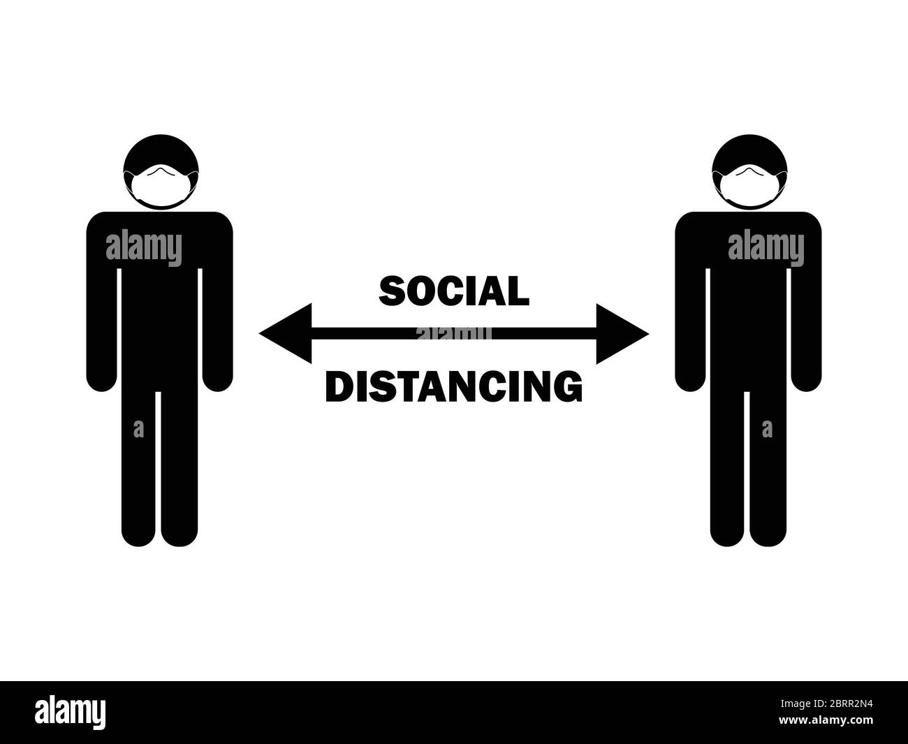 Uomo social con maschera. Illustrazione infografica del pittogramma che illustra le regole di divaricamento sociale durante il covid-19. Vettore EPS Illustrazione Vettoriale