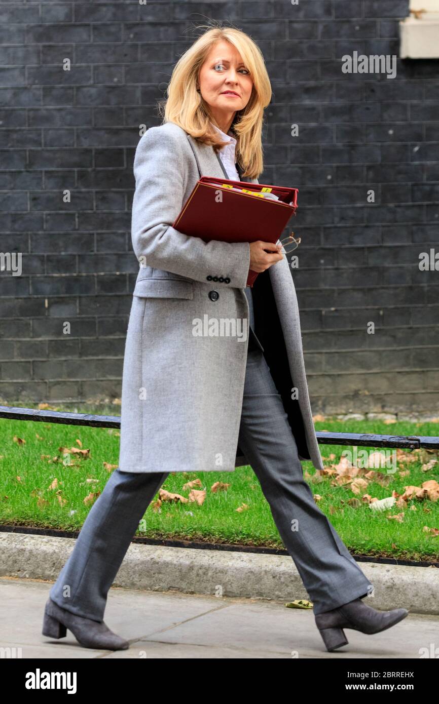 Esther McVey, Ministro degli alloggi e della pianificazione, membro del Parlamento, politico del Partito conservatore britannico, Downing Street, Londra Foto Stock